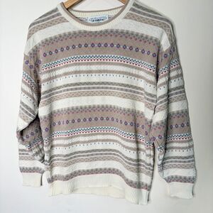 Vintage Chelsea Gardens Sweater Grandmacore Striped Textured Women Size M